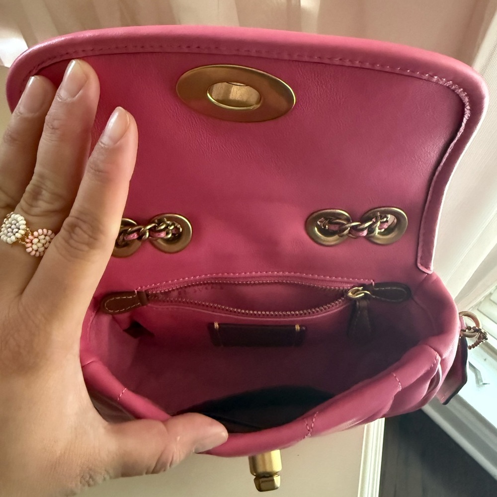 SOLD Coach Madison Quilted Pillow Pink Chain Crossbody Shoulder Bag - Picture 8 of 10